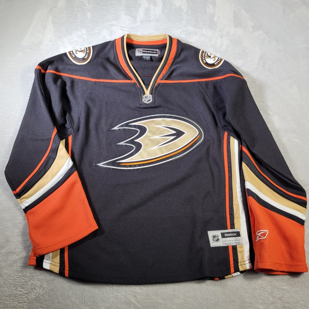 Reebok Anaheim Ducks NHL Jersey Womens Large Black Orange Hockey 7214W 10